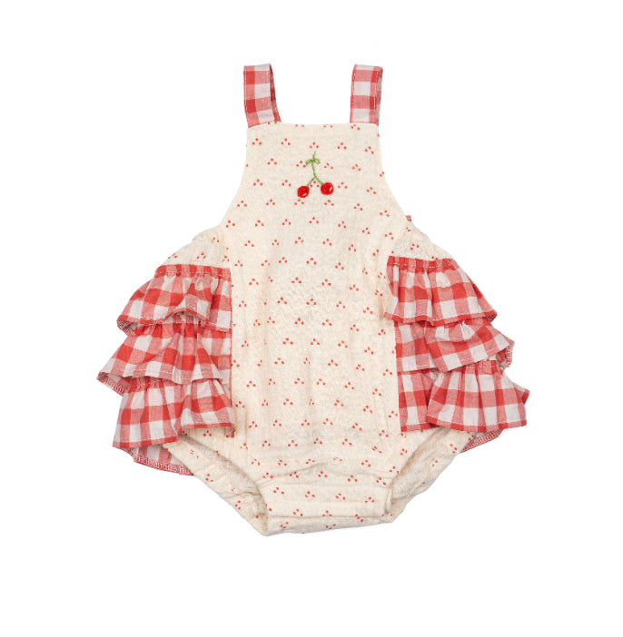 Wild Wawa - Ruffle Romper - Red Dot Cherry