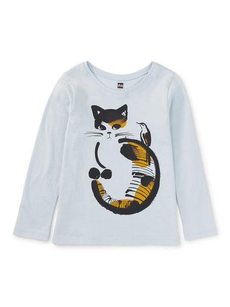 Tea Collection - Ink Wash Kitty Graphic Tee Long Sleeve T Shirt - Ink