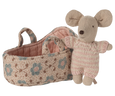 Maileg - Baby Mouse in Carrycot, Rose