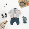 Souris Mini - Baby Linen & Cotton Stripe Long Sleeve Shirt