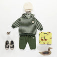 Souris Mini - Green Cargo Pants with Pockets in French Terry