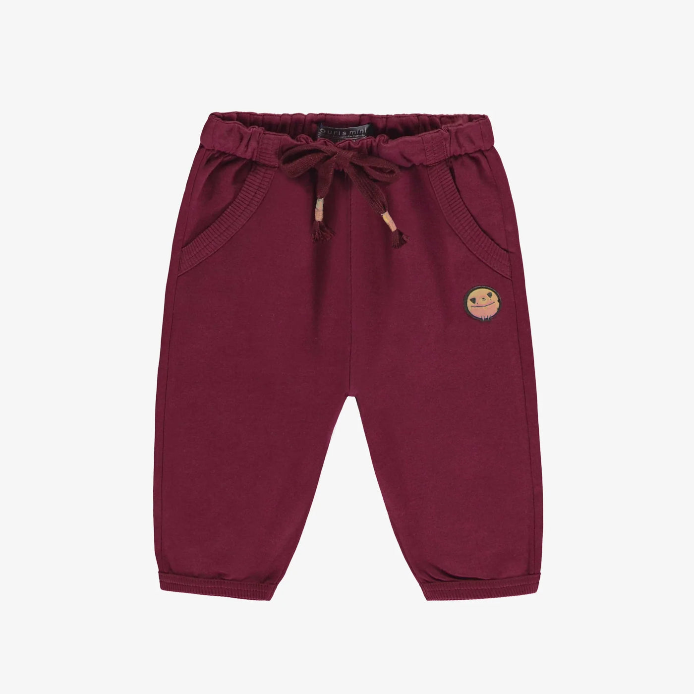 Souris Mini - Burgundy Relaxed French Terry Baby Pants