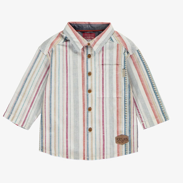 Souris Mini - Baby Linen & Cotton Stripe Long Sleeve Shirt