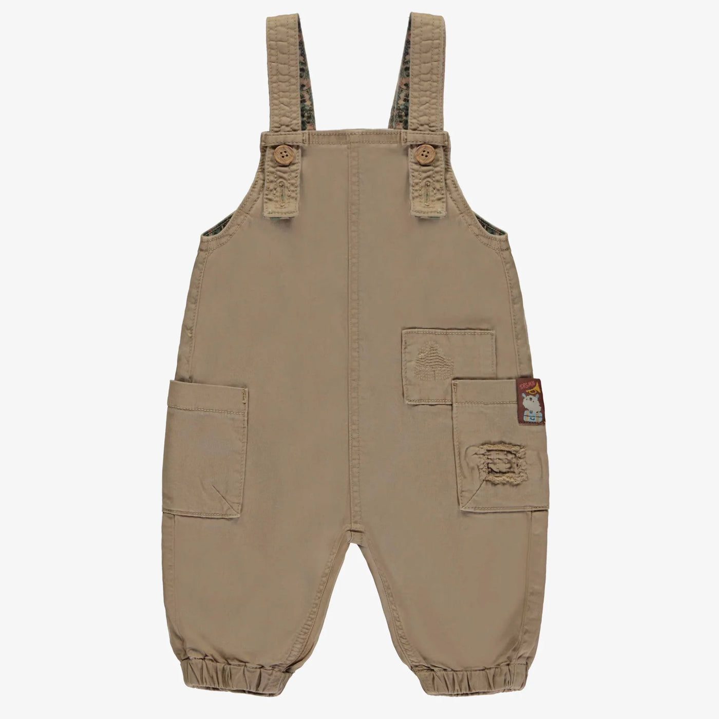 Souris Mini - Sand Colored Over-Alls in Stretch Denim