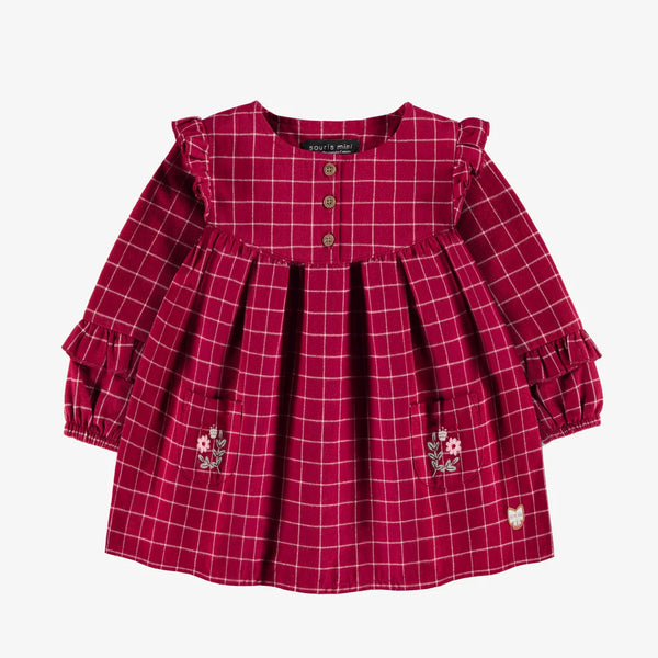 Souris Mini - Red & White Plaid Brushed Flannel Dress