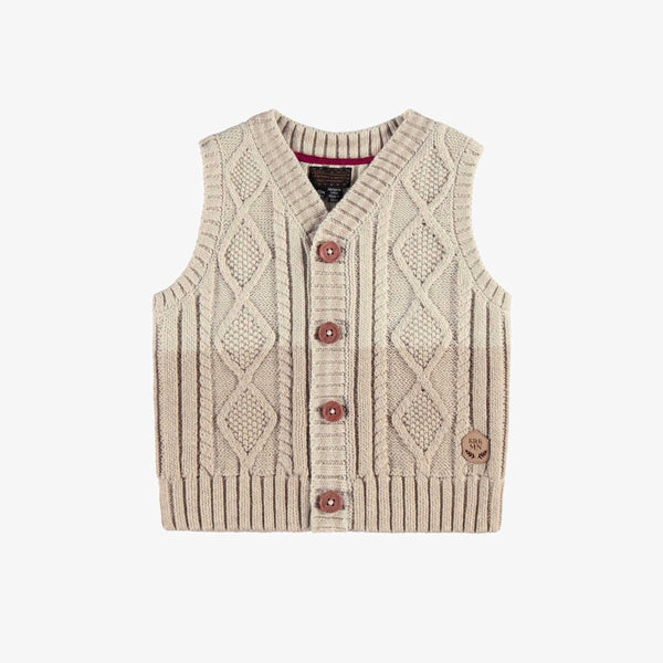 Souris Mini - Beige, Cable Knit Baby Sweater Vest