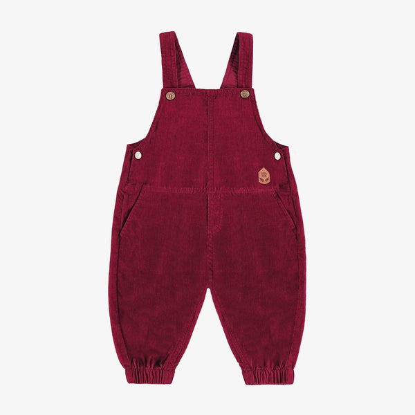 Souris Mini - Loose-Fitting Red Corduroy Overalls