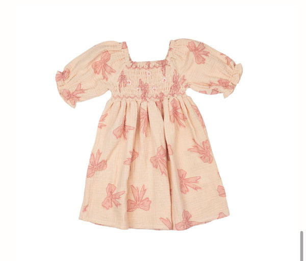 Wild Wawa - Ivy Dress in Vintage Bows Dusty Pink