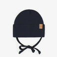 Souris Mini - NAVY OUTDOOR HAT WITH CORDS IN RIBBED KNIT