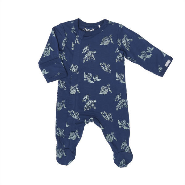 Coccoli - Sea Turtle Print Zippy Pajamas in Navy