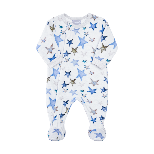 Coccoli - Velour Blue Star Print Zippy Pajamas