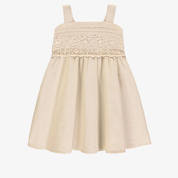Souris Mini - Cream Linen Crochet Dress