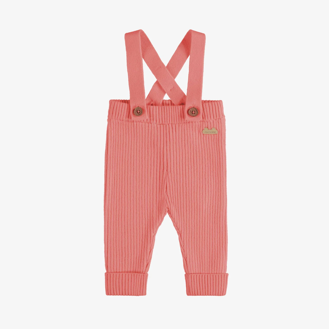 Souris Mini - Coral Ribbed Pants with Removable Straps