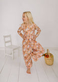 Ollie Jay - Long Sleeve Leggy Romper in Pumpkin Bouquet
