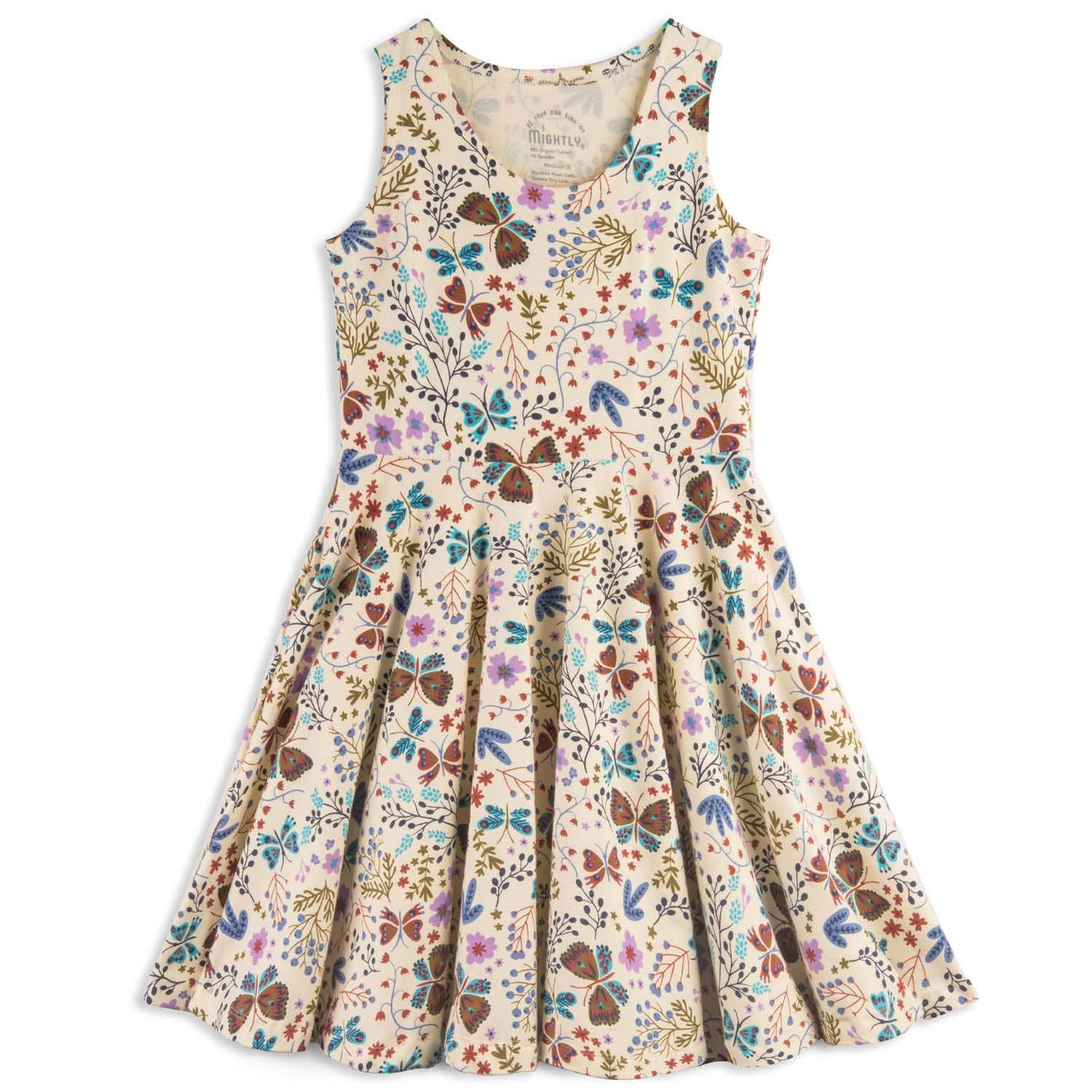 Mightly - Sleeveless Twirl Dress Botanical Floral