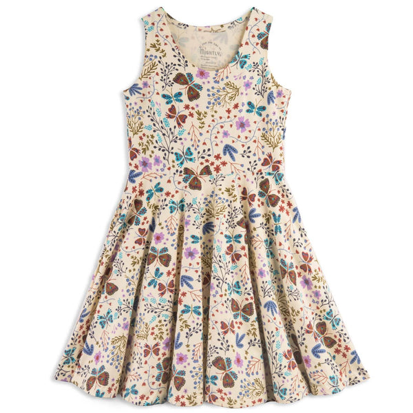 Mightly - Sleeveless Twirl Dress Botanical Floral