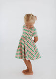 Good Apples Kids - Short Sleeve Twirl Dress in Pink Tulips