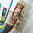 Souris Mini - ORANGE-BROWN VEST WITH PATTERN AND HIGH COLLAR IN FLEECE, CHILD