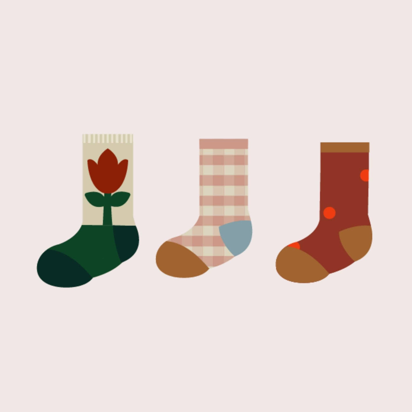 Little Green Radicals - Red Flowers Ankle Socks 3 Pack in box