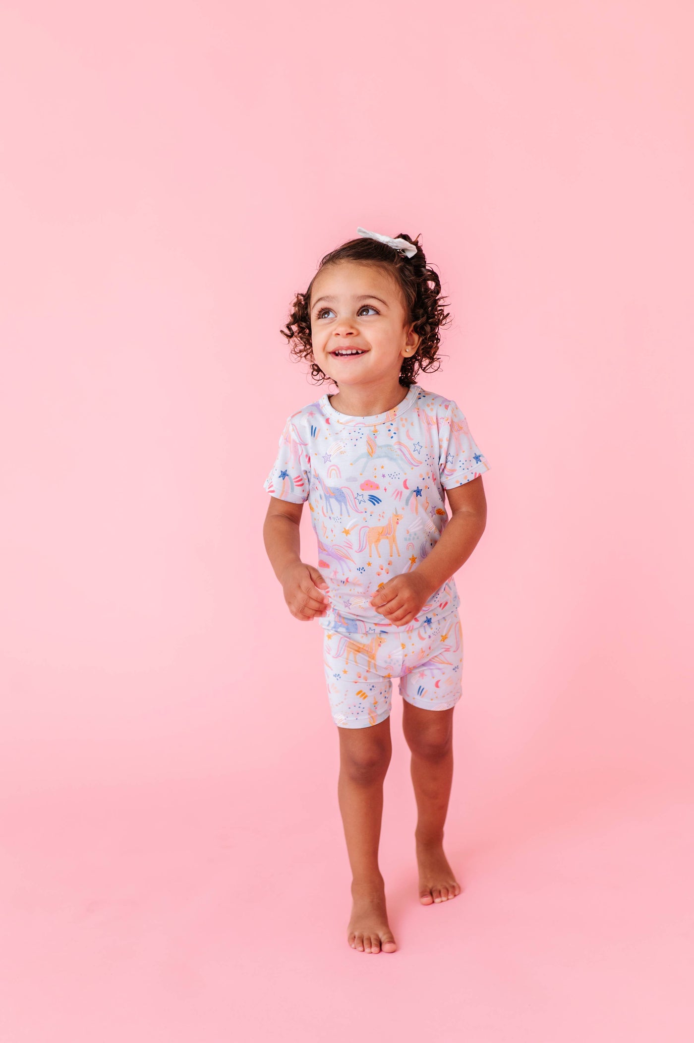Bird & Bean® - Kids Short Bamboo Pajamas - Estelle Unicorn 