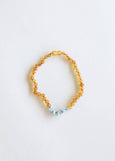 CanyonLeaf - Raw Honey Amber + Raw Aquamarine  || Necklace