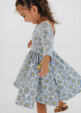Good Apples Kids - 3/4 Sleeve Twirl Dress in Periwinkle Meadow