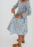 Good Apples Kids - 3/4 Sleeve Twirl Dress in Periwinkle Meadow