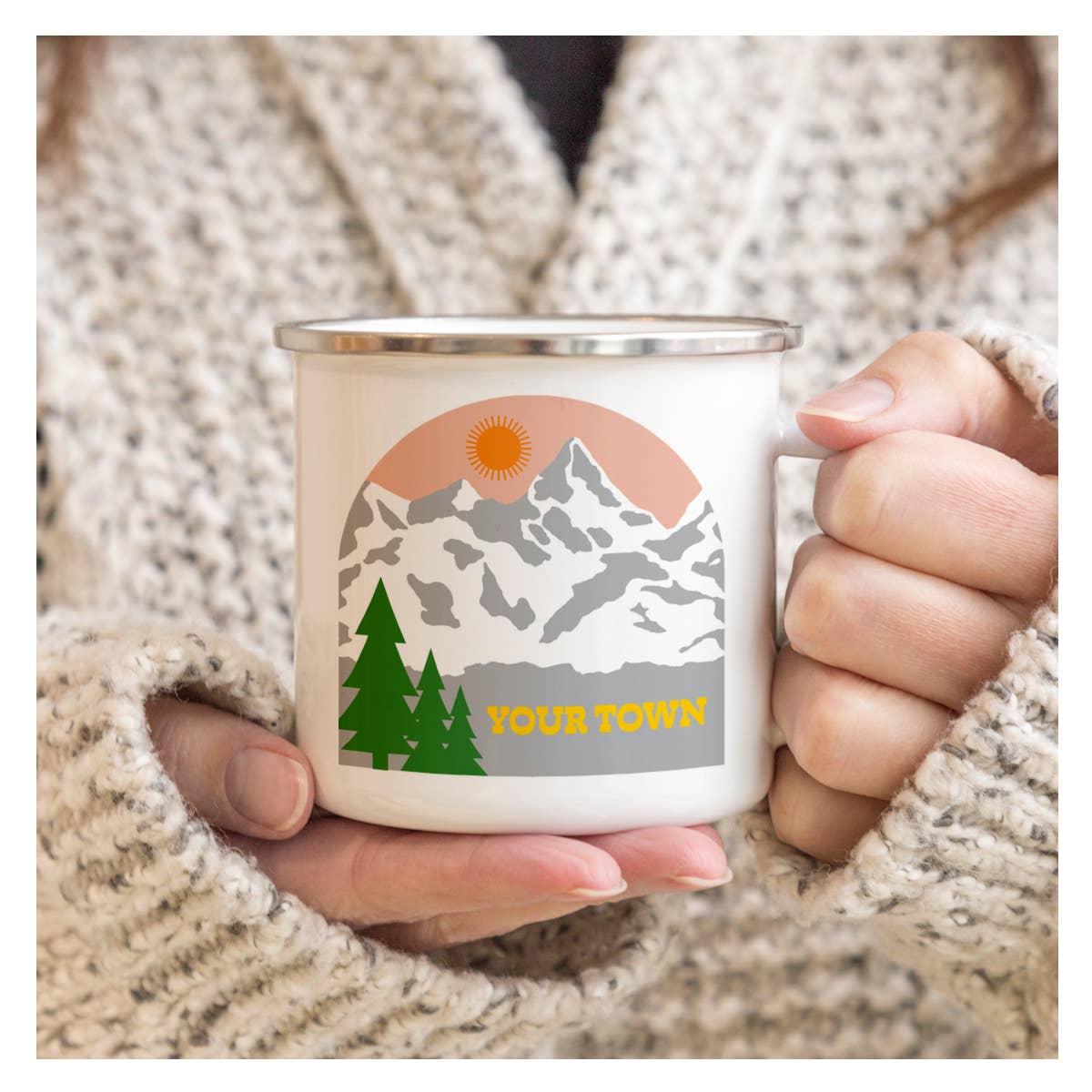 Rock Scissor Paper - Nevada City Camp Mug Snow Mountains View