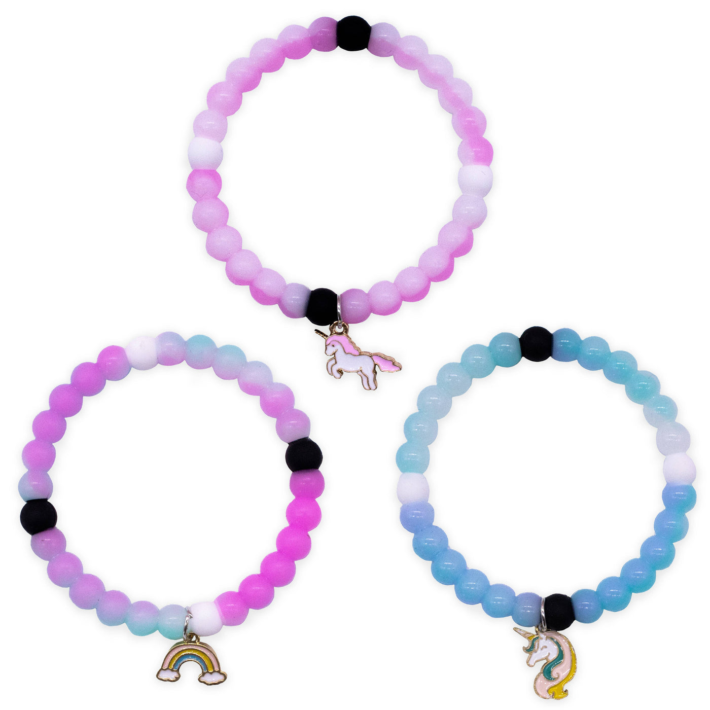 Frog Sac - Glow in the Dark Unicorn Charm Bubble Bracelets -
