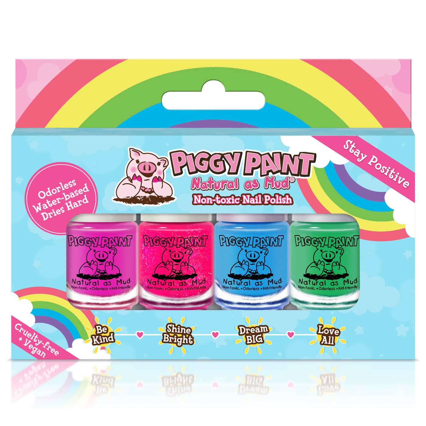 Piggy Paint - Rainbow 4 Polish Box Set Non-Toxic Kids Nail Polish