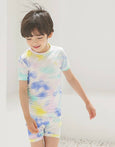 Vaenait Baby - Bamboo Tie Dyeing Blue Yellow Short Sleeve PJs