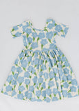 Good Apples Kids - Short Sleeve Twirl Dress in Blue Garden