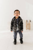 Babysprouts | Kid's Hooded Shacket - Charcoal Plaid