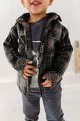 Babysprouts | Kid's Hooded Shacket - Charcoal Plaid