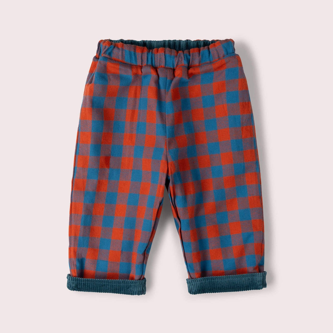 Little Green Radicals - Calm Sea Check Reversible Pull On Trousers