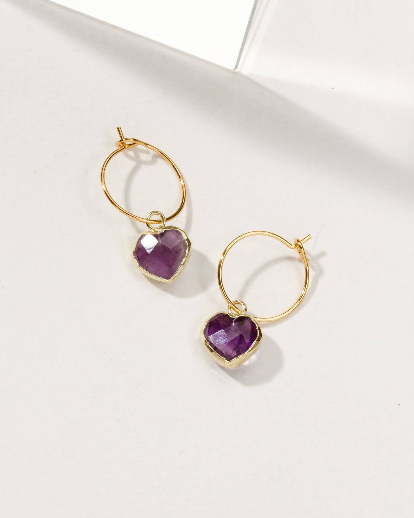 Luna Norte - Conversation Heart Mini Hoop Earrings - Amethyst