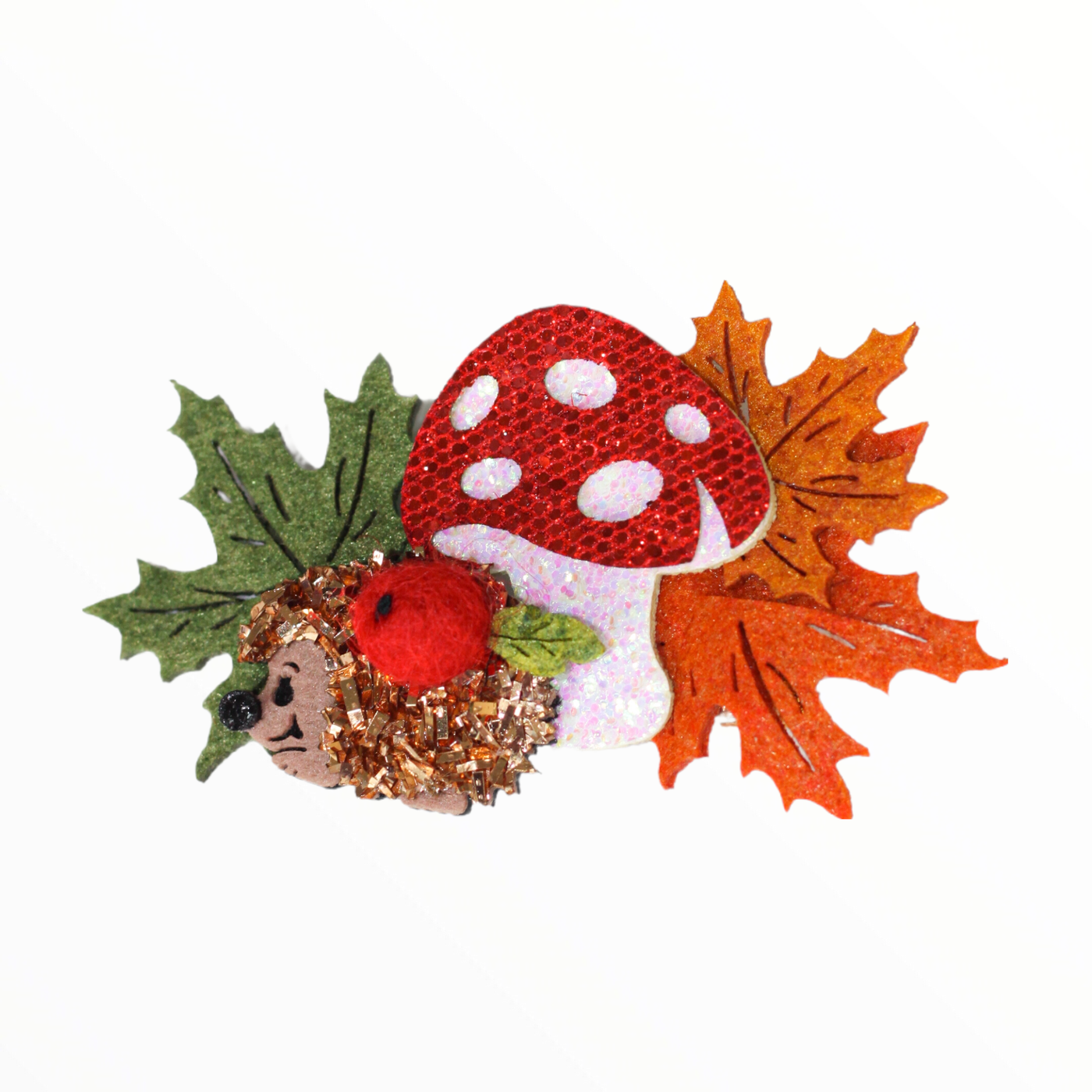 iMiN Kids - Handmade Felt Hedgehog Under Mushroom Hair Clip