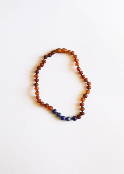 CanyonLeaf - Raw Cognac Baltic Amber + Lapis Lazuli
