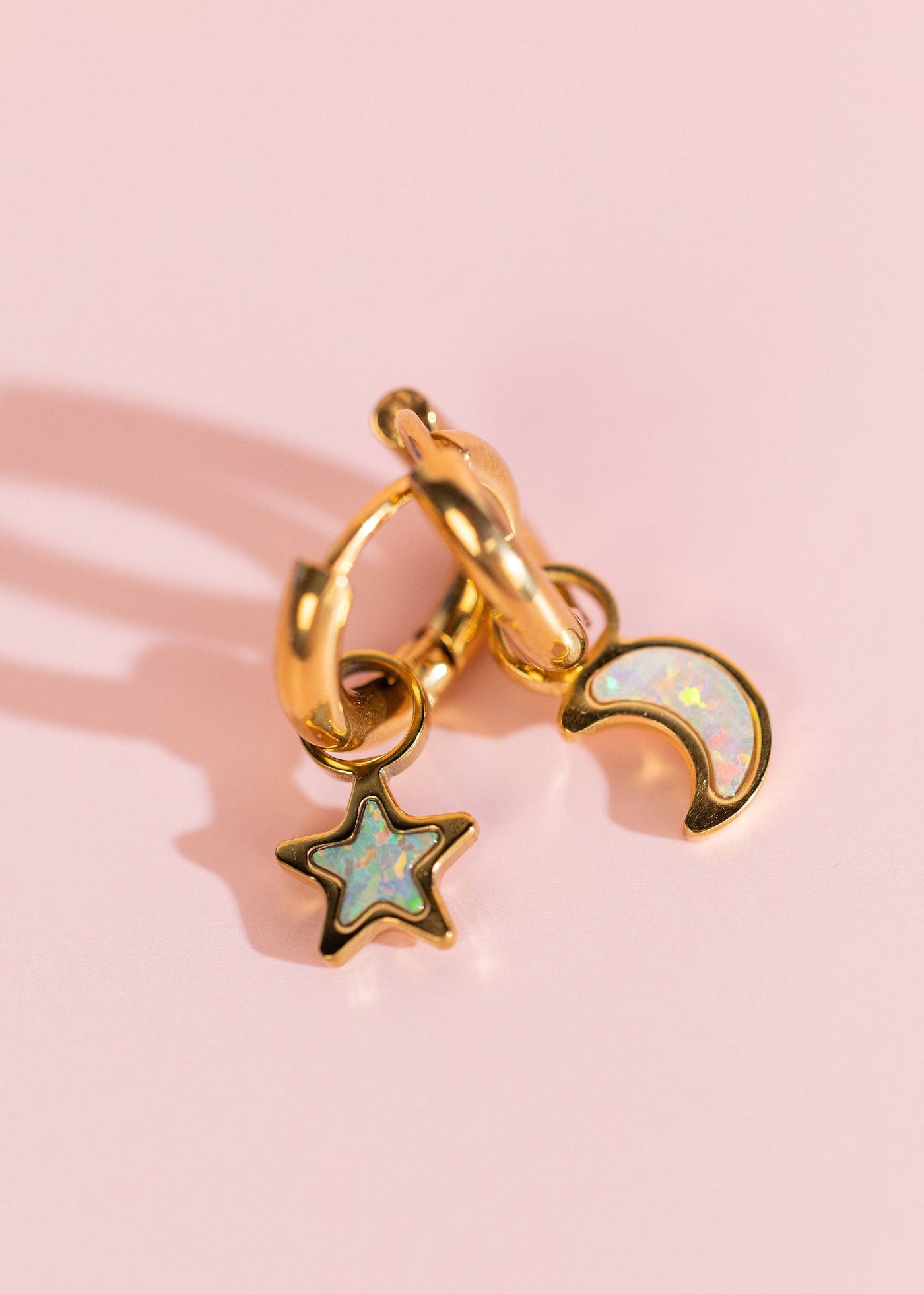 Pierced Co - Moon/Star Opal Charms