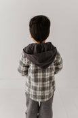 Babysprouts | Kid's Hooded Shacket - Granite Plaid