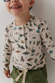 Babysprouts | Boy's Long Sleeve Henley Shirt - Dino Land