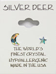 Silver Deer Crystal - Moon & Star Crystal Post Earring