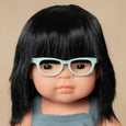 Miniland - Doll Asian Girl Glasses 15” Lead color rompers