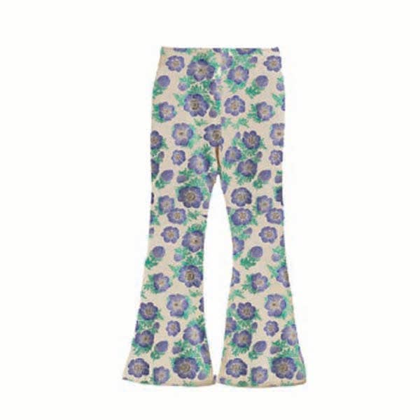 Mightly - Girls Flared Leggings Purple Poppies