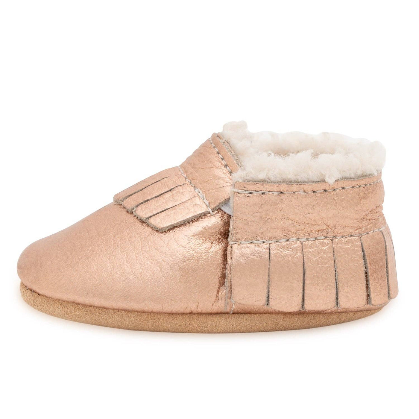 BirdRock Baby - Rose Gold Sherpa Moccasins