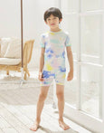 Vaenait Baby - Bamboo Tie Dyeing Blue Yellow Short Sleeve PJs