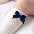 Vaenait Baby - Non-Slip Grip Knee Socks - Nana Ribbon Bow White