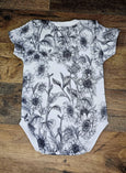 Small Blessings Design - Black and White Sunflower Bodysuit, Baby one-piece