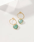 Luna Norte - Conversation Heart Mini Hoop Earrings - Amazonite