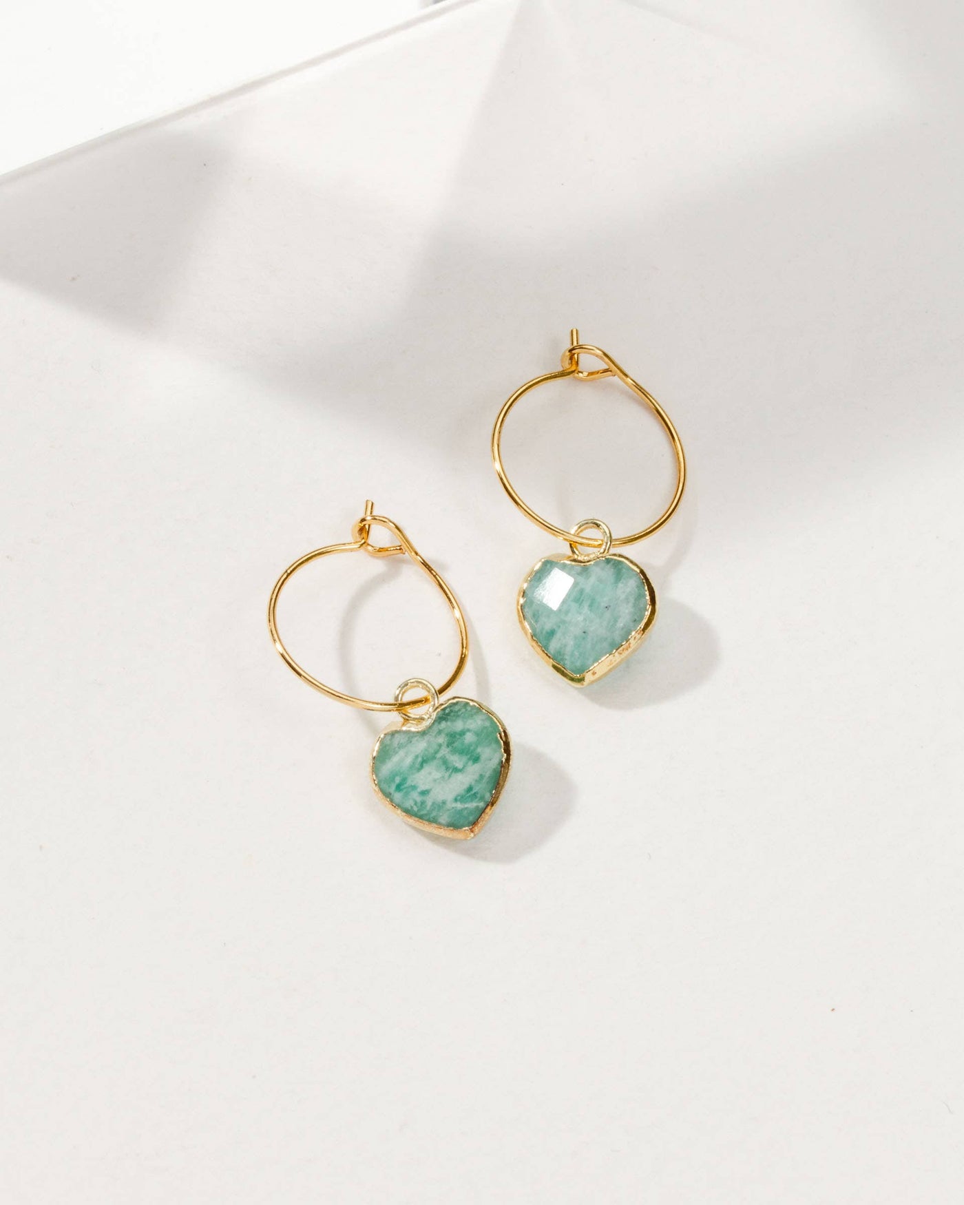 Luna Norte - Conversation Heart Mini Hoop Earrings - Amazonite